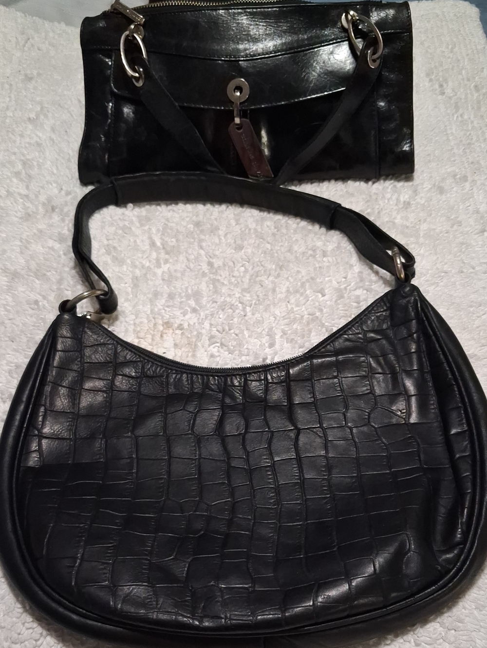 Maurizio Taiuti Croc-Embossed Leather Shoulder Bag & Charles David Bag Bundle